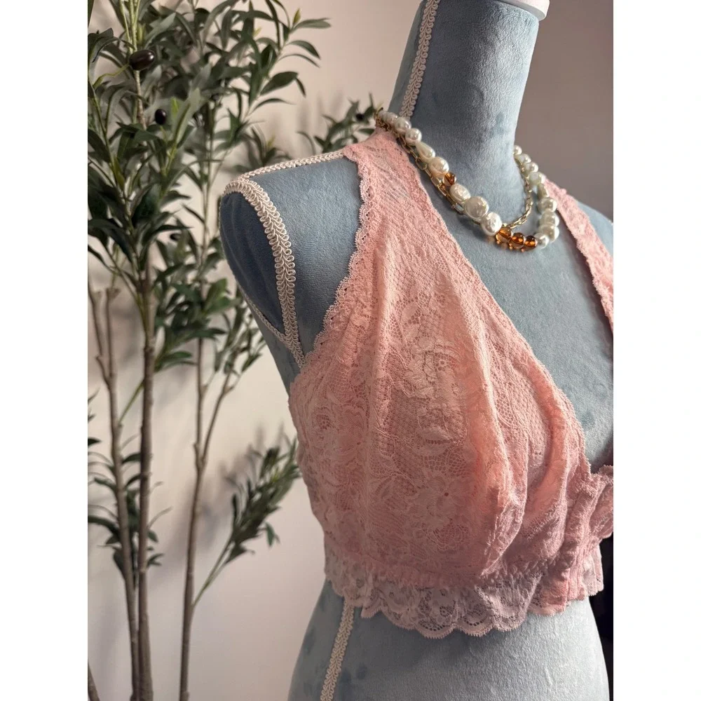 Cosabella Pink Lilly Lace Curvy Bralette Racerback Sexy & Soft NEVER1359 Size L - Picture 4 of 12